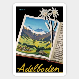 Adelboden, Switzerland, Vintage Travel Ski Poster Sticker